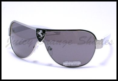 Mens AVIATOR METAL RIM Stylish RACER Sunglasses SILVER WHITE  