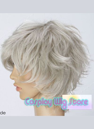 Fashion Anime Cosplay Short Grey Skin Top Hair Wig A368  