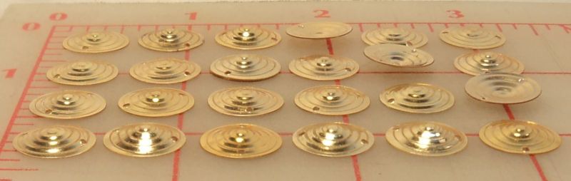 24 Vintage plastic gold round lg spiral sequins 12mm  