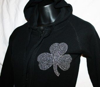 Boston Celtics Bling Womens Thermal Hoodie Sm 3X  