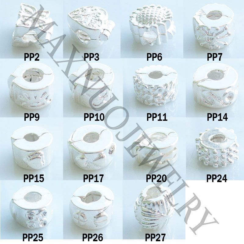 15pcs Charms European Bracelet Silver Spacers #PP15 1  