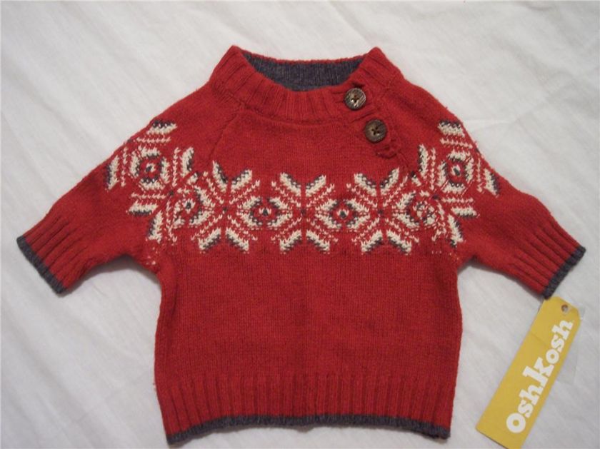 NWT Boys OshKosh Christmas snowflake sweater 3 months  