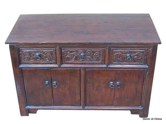 Unique Chinese Old Carved Walnut Cabinet Table DE18 01  