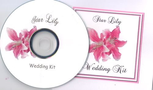 Delux Star Lily Wedding Invitation Kit on CD  