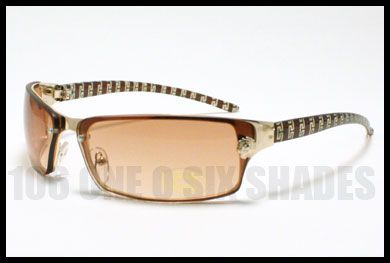 Quality DESIGNERS Fashion Sunglasses Mens Wrap Around Rimless BROWN 