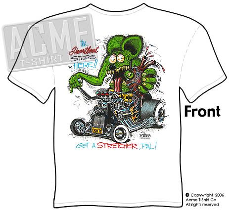 Heartbeat Rat Fink Ed Roth T Shirt, Silk Screen, XXL  