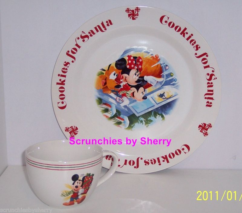  Cookies for Santa Plate & Mug Mickey Pluto  
