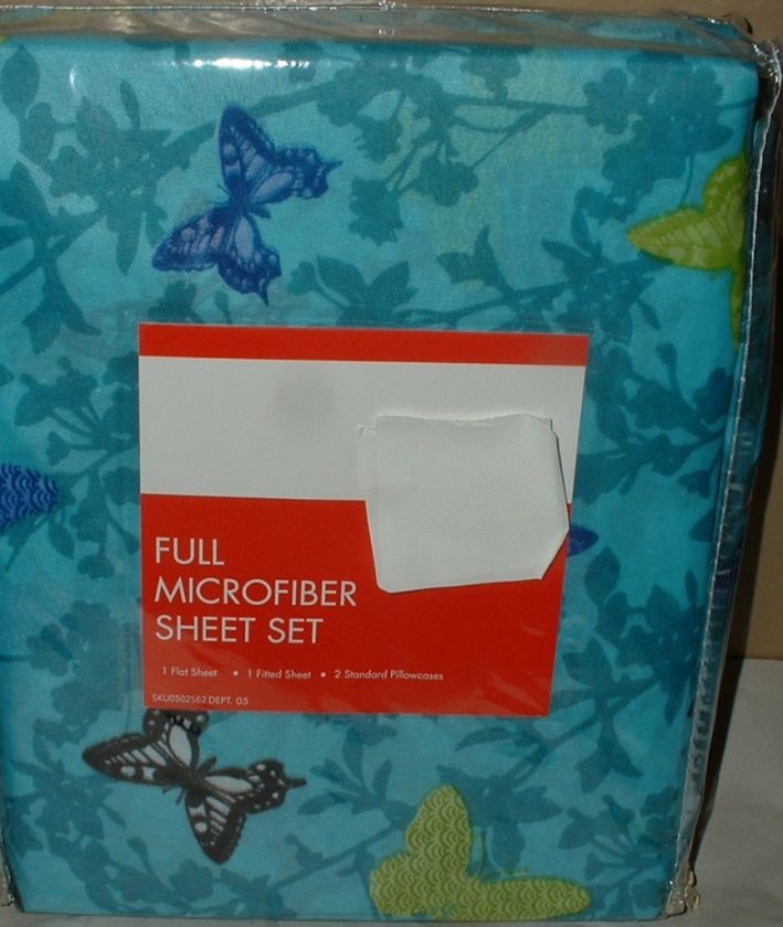   SHEET SET~TEEN BEDDING~DORM~KIDS~BLUE AQUA~BUTTERFLY SHEETS~NEW  