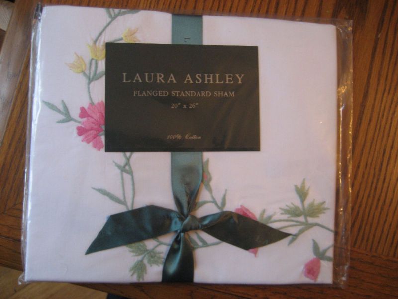 Laura Ashley Flanged Standard Embroidered Sham 20x 26  