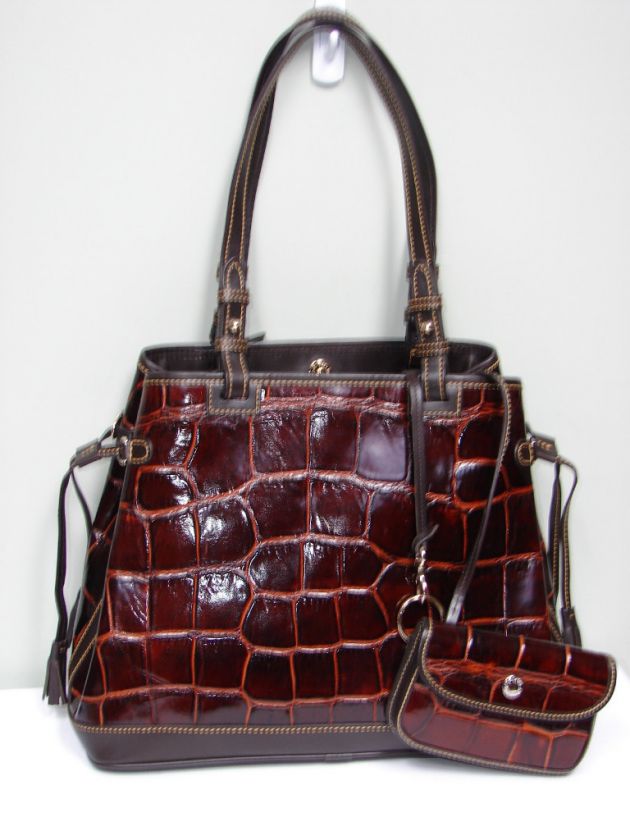 NEW DOONEY & BOURKE CROCO LEATHER TASSLE HANDBAG  