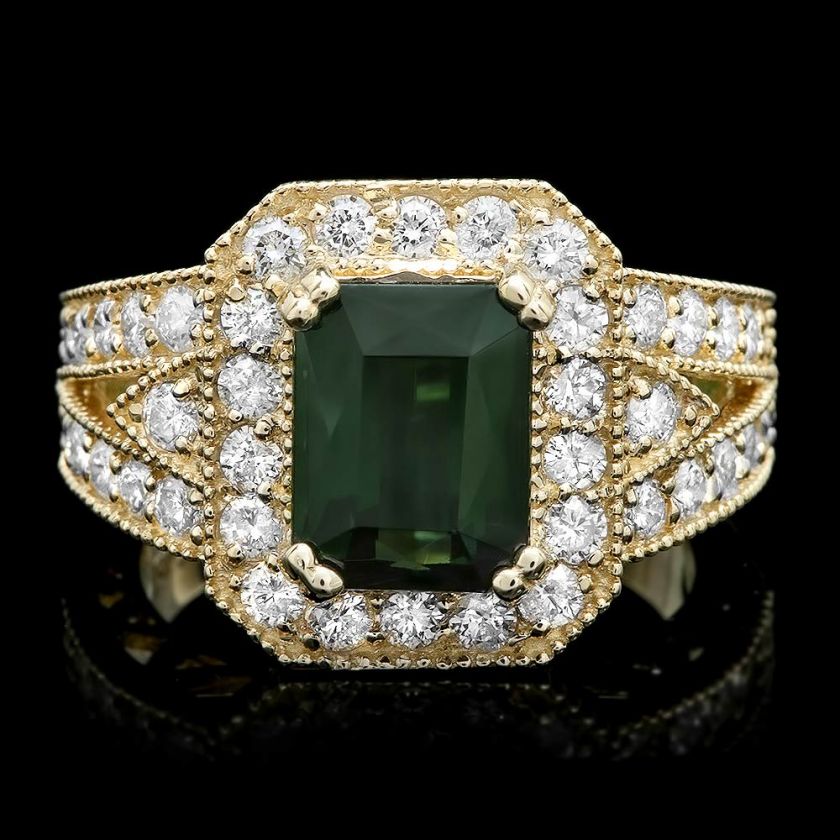 7850 CERTIFIED 14K YELLOW GOLD 3.00CT TOURMALINE 1.20CT DIAMOND RING 