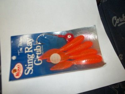 VINTAGE MANNS 4 STING RAY GRUBS 4 GRUBS + 1 RED JIG  