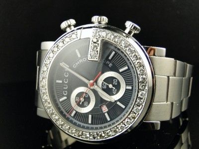 MENS 3.5 CT DIAMOND 101G GUCCI YA101324 CHRONO WATCH  