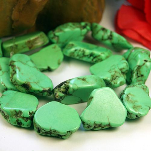 Green Turquoise Stone Large Nugget Loose Beads 15.3Str  