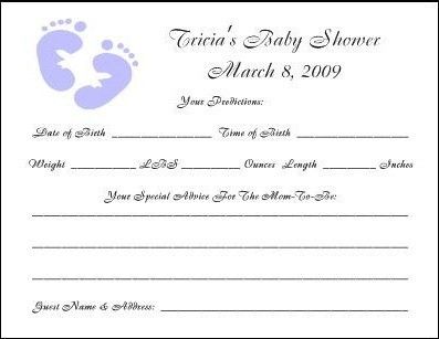 10 BABY SHOWER PREDICTION ADVICE CARD FAVOR 200+DESIGNS  