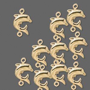 Wholesale Lot Dolphin Charm Links Gold Jewelry Scrapbook 12 Pieces 