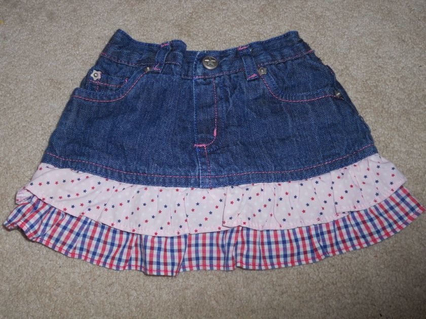 4TH OF JULY 18 MONTHS GIRLS BABY JEAN SKIRT  