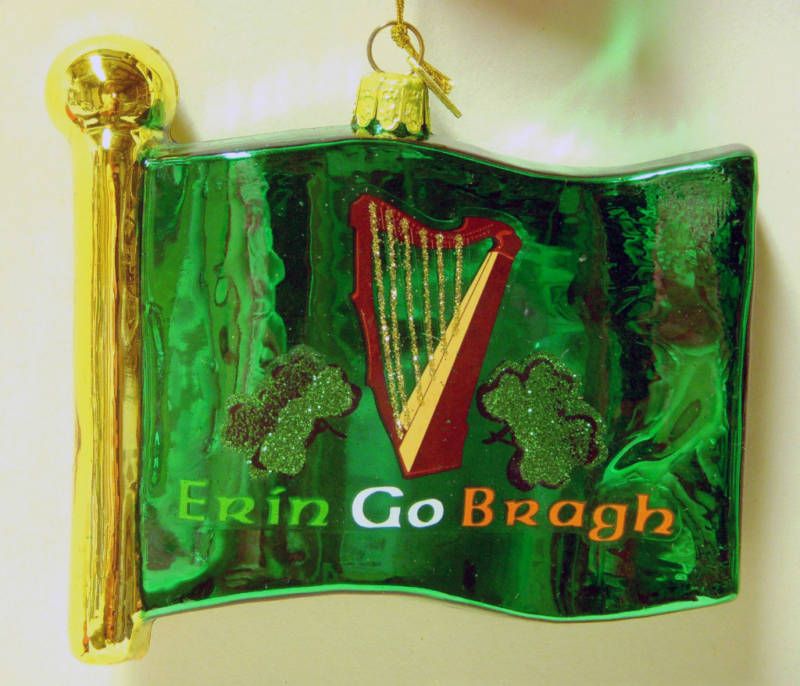 Irish Erin Go Bragh Flag Glass Christmas Ornament NEW  