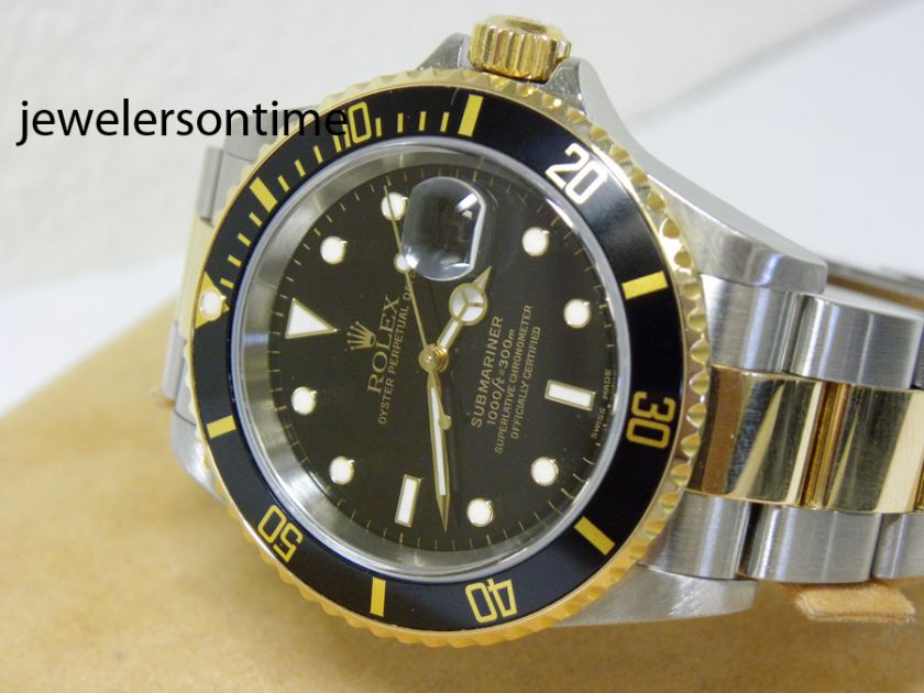 2004 Rolex 18K/SS Submariner Black SEL ref# 16613 Mint  