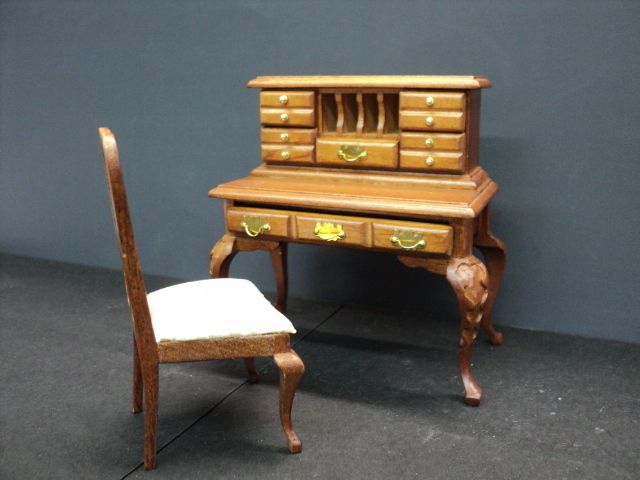 Miniature Secretary Desk & Chair/Walnut  