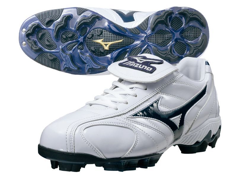 Mizuno Baseball Cleats White Navy Mens Sz 9 Softball  