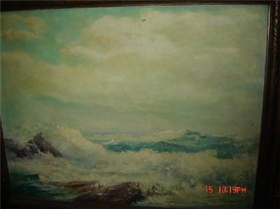 ANTIQUE AMERICAN Arno Bretsnyder Seascape Oil Painting  