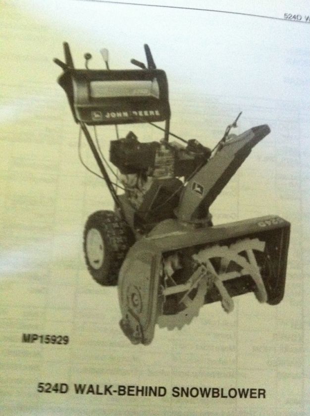 John Deere 524D Walk Behind Snowblower Parts Catalog  