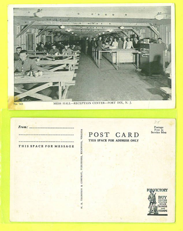   DIX NEW JERSEY POSTCARD THE MESS HALL RECEPTION CENTER RPPC  