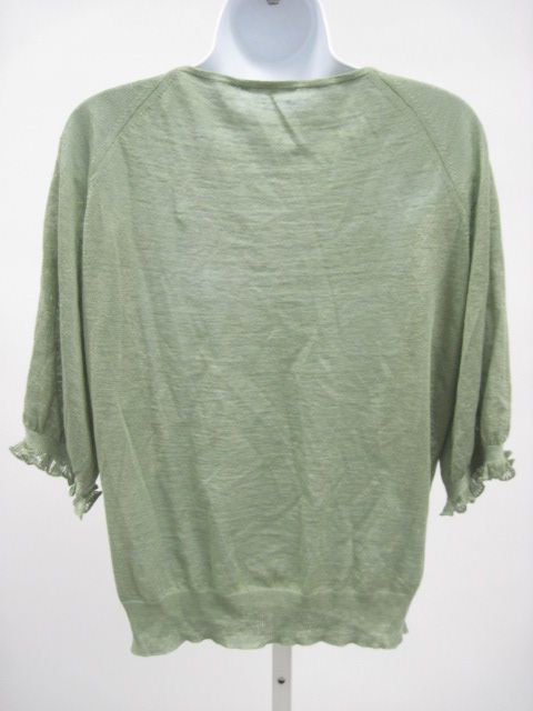 ELIE TAHARI Green Ruffled Blouse Top Shirt Size M  