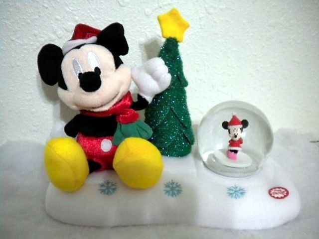 ANIMATED DISNEY MICKEY MINNIE CHRISTMAS FIGURE + GLOBE  