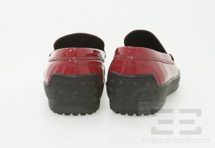 Tods Red Patent Leather Loafer Flats Size 39.5  