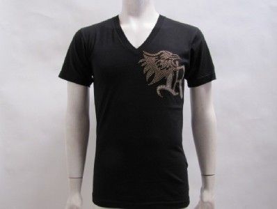 RAWYALTY TSHIRT BLK W/STUDS S/S VNECK $120 BNWT SIZE M  