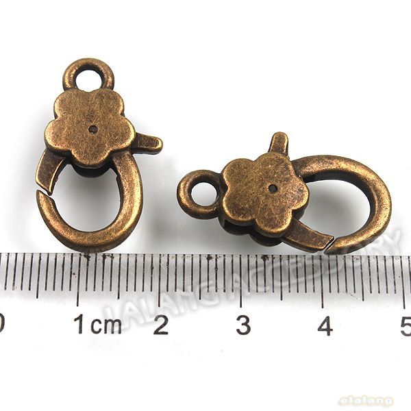   Flower Bronze Vintage Charms Lobster Clasps 27mm   