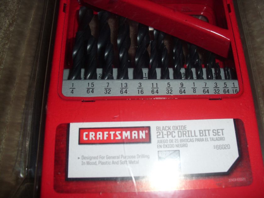   21 PC. DRILL BIT SET BLACK OXIDE 1/16 3/8 COMES WITH METAL BOX  