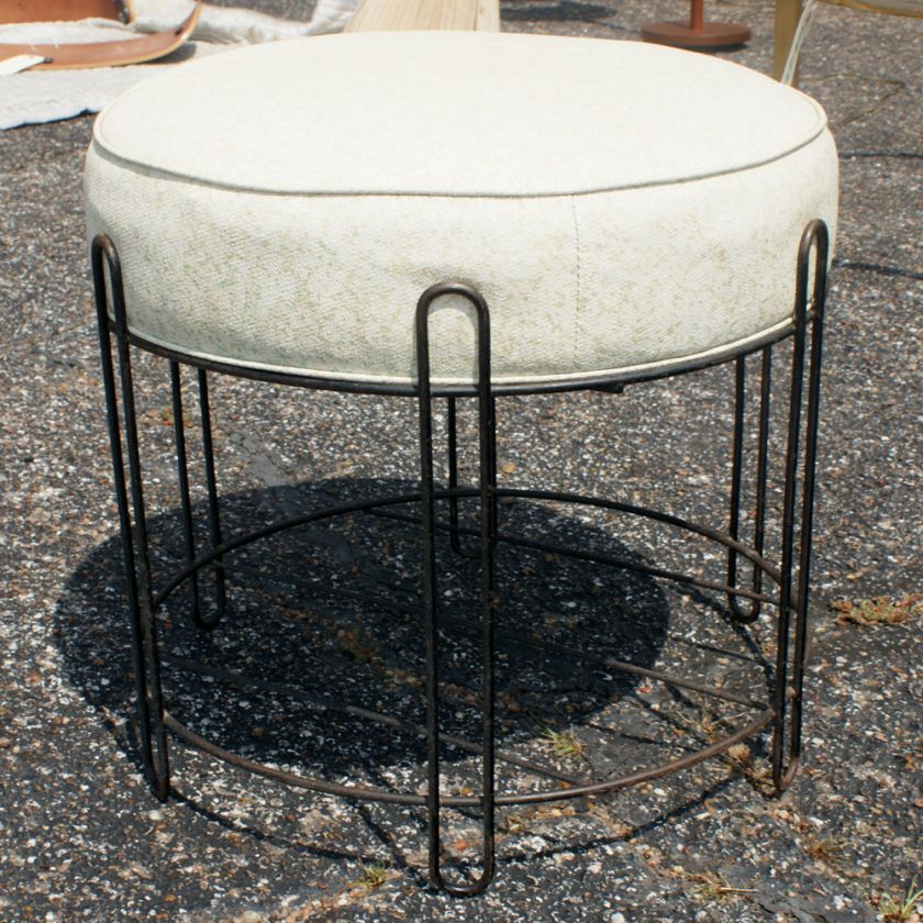 1950 s poof iron frame stool materials iron frame with vinyl 