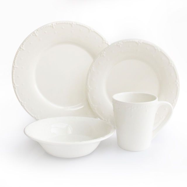 American Atelier Genevieve White 16 Piece Dinnerware Set New 