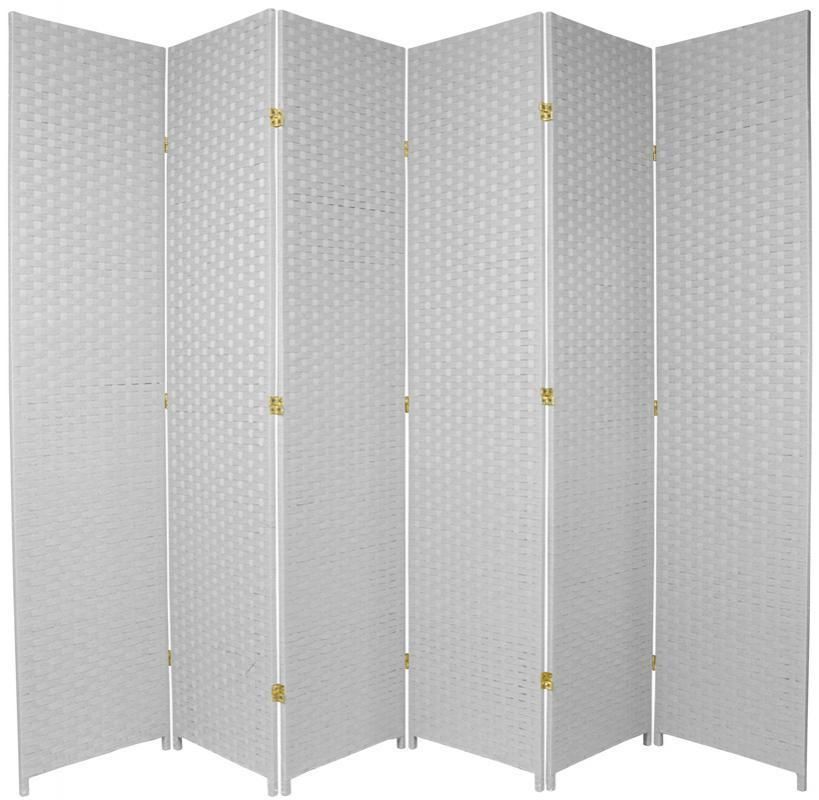 ft. Tall Woven Fiber Room Divider White 6 Panel  