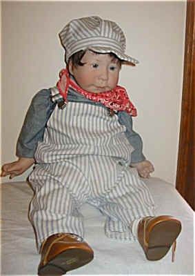 description 22 inch railroader doll bubba has brown leather shoes 