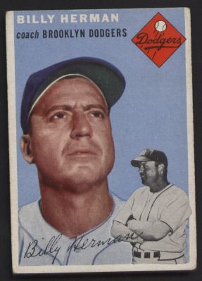 Billy Herman Brooklyn Dodgers 1954 Topps Card #86  