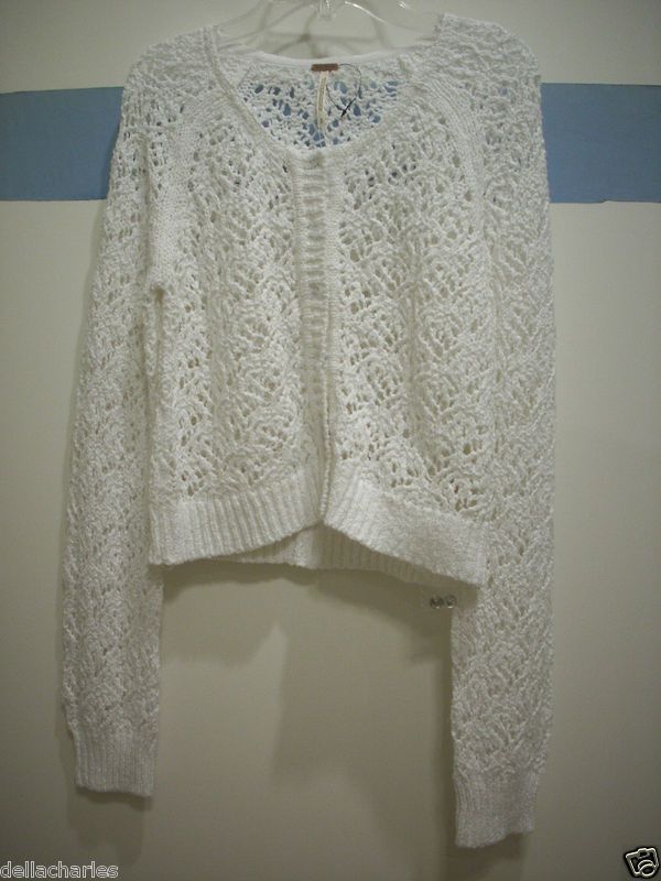 FREE PEOPLE SWEATER CROCHET CHAINS OF LOVE OPEN WEAVE KNIT COTTON 