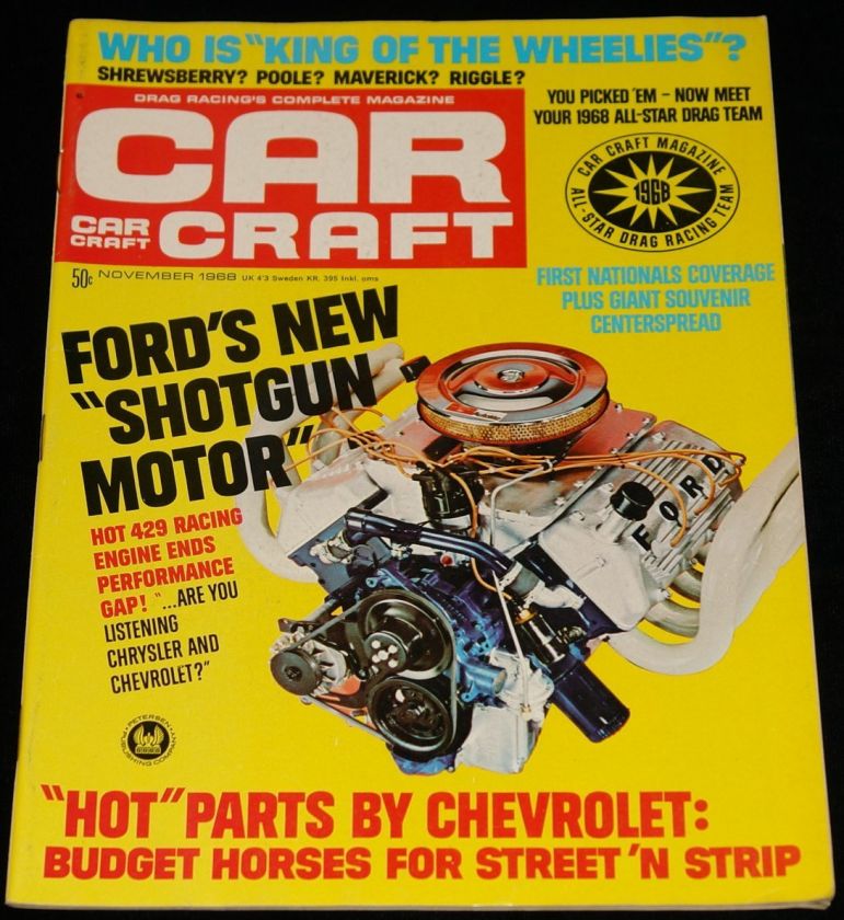   1968 CAR CRAFT MAGAZINE FORD BOSS 429, ALL STAR DRAG TEAM  