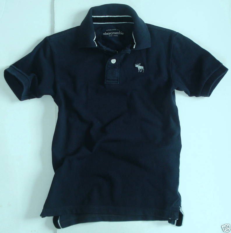 NWT BOYS NAVY ABERCROMBIE MOOSE VINTAGE POLO SHIRT M 10  