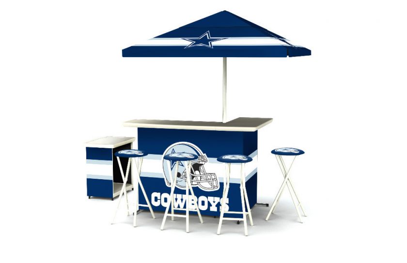 DALLAS COWBOYS PORTABLE BAR WITH 4 STOOLS, TABLE  