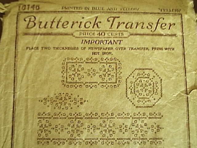 1920s era designs Butterick hot ironTransfer Pattern  