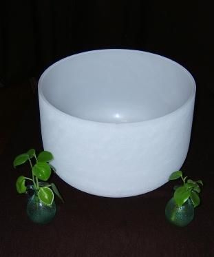 14 FROSTED CRYSTAL SINGING BOWL THROAT CHAKRA NOTE G  