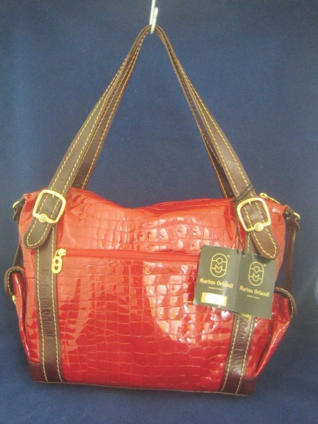 MARINO ORLANDI ITALY Red Leather NEW Large Shoulder Tote  