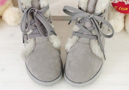 Winter Warm Fur Lace up Fashion Ankle Suede Short Boots Women Shoes US 