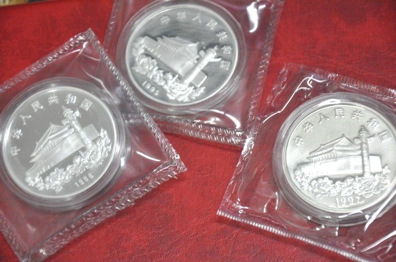 3pcs 1995 & 1996 &1997 1oz silver coins   HongKong return to China 