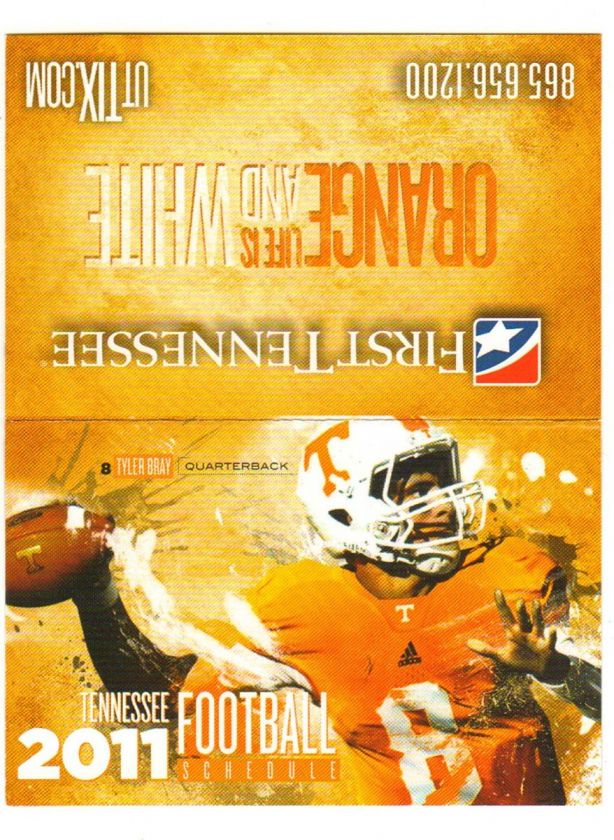 2011 Tennessee VOLS Pocket Schedule TYLER BRAY, TAUREN POOLE, Big 