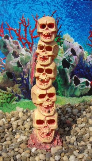 NEW CREEPY SKULL TOTEM POLE FISH TANK AQUARIUM RR155  